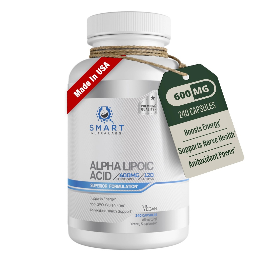 Alpha Lipoic Acid 600 מ"ג פרי המשרתת, 240 קפסולות טבעוניות - Gluten Free, Pure non-GMO ALA תומך באנרגיה ואנטי Oxidant