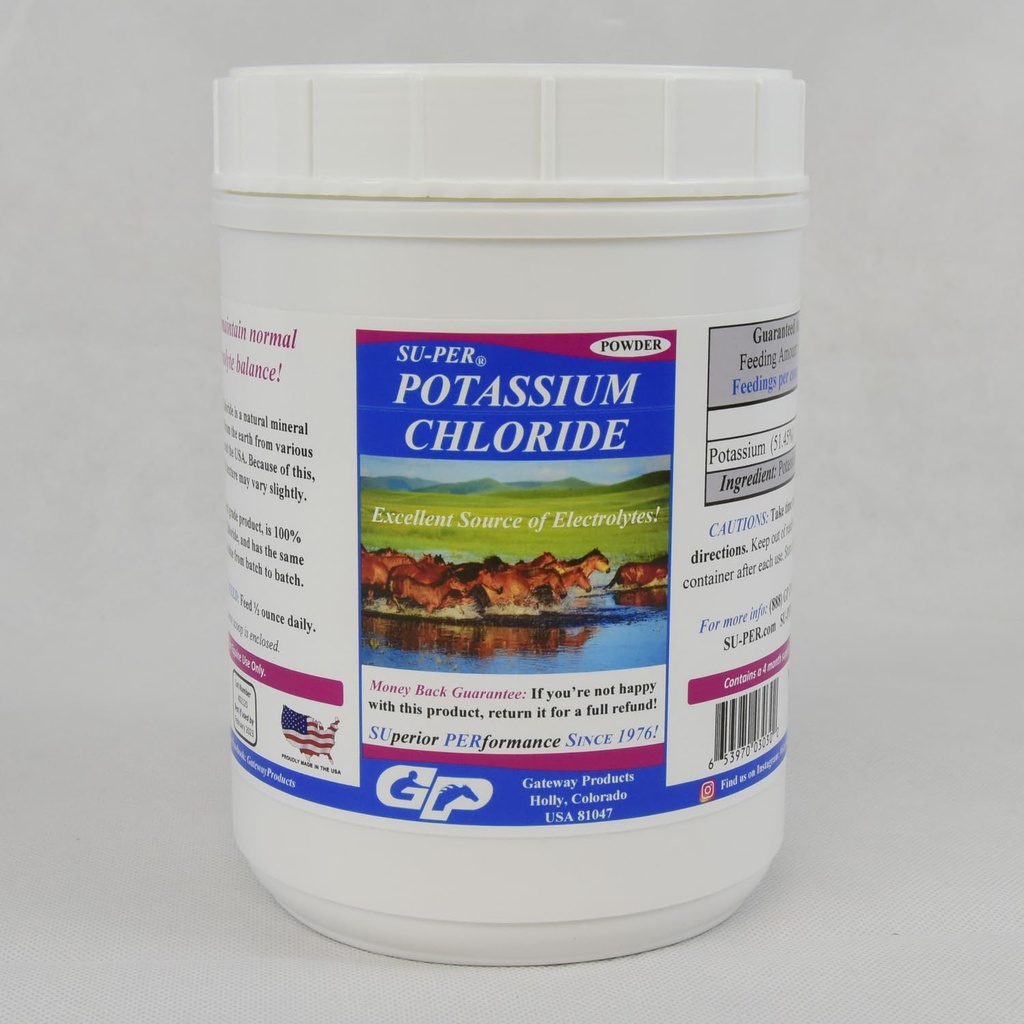 SU-PER Potassium Chloride Horse Electrolyte תוסף - מסייע לשמור על איזון אלקטרוליטי רגיל - 4 פאונד, (2 Pack)