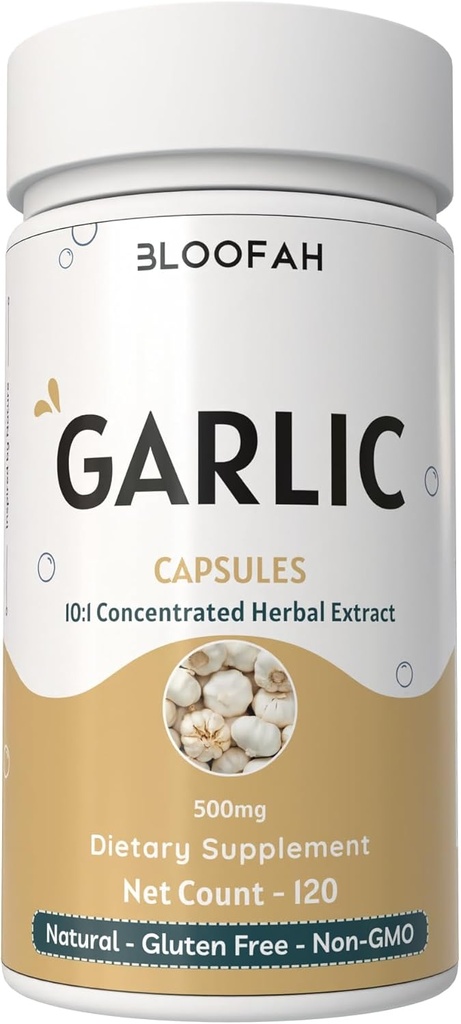 קפסולות Garlic 500 מ"ג | ריכוז 10:1 אבקת לחלץ | Allium sativum