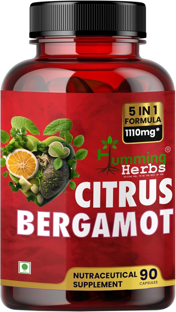 Humming Herbs Bergamot Citrus 1110 מ"ג עם בלאק צ'ייק ברי, Niacin, אוליב Leaf & Black Pepper לחלץ 90 קפסולת