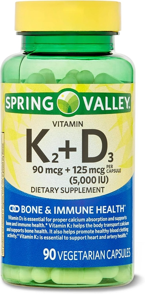 ויטמין K2 (90mcg) + D3 (125mcg) 90 Count Vegetarian קפסולת