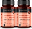 קליניקה טהורה Inflammease Ultra Complete (Resveratrol, ג'ינג'ר, ALA, Spirulina, Curcumin- 5 תוספים באחד) 1305mg x 180 טבליות - 2 בקבוקי 90 טבליות - 6 חודשים אספקה!