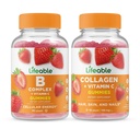 Lifeable B Complex + Collagen & ויטמין C, חניכיים בונדלה - גדול Tasting, ויטמין תוסף, Gluten Free, GMO חינם, Chewable Gummymymy