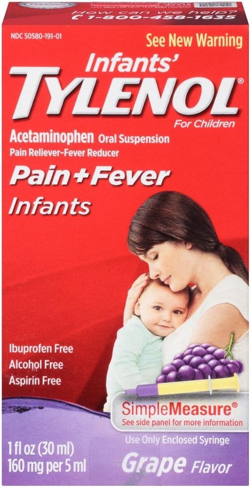 הכאב של טירנוול + Fever Oral Suspension Grape Flavor - 1 oz, Pack של 3