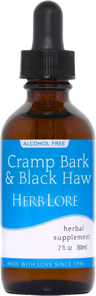 Herb Lore Cramp Bark & Black Haw Tincture - אלכוהול חינם נוזל צמחי מרפא תוספת Cramp טבעי טיפות עבור תקופת Cramps, שריר Tension & Uterine תמיכה (2 fl oz)