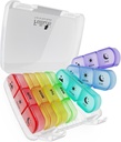 Fullicon Weekly Pill Organer, PillPSKer 3 Times A Day for Travel, Spill Proof Pill Holder 7 Day, Large Pill Organer for Medicine, ויטמין, שמן דגים ותוספים (Clear Rainbow)
