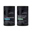 מחקר ספורט כפול כוח L-theanine תוסף Suntheanine Softgels עבור Focus, הירגעות ואזהרה עם שמן קוקוס 60 ספירה ו Enzymes + Probiotics & צמח הג'ינג'ר מבוסס 90 הרוזן