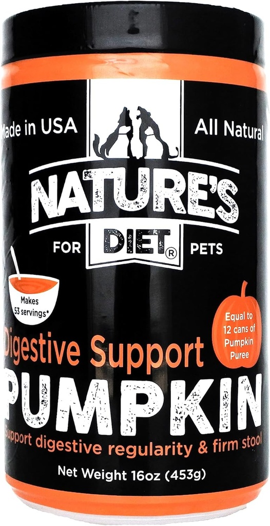 דיאטת הטבע Pet Dried Pumpkin אבקת תמיכה טבעית סיבים עבור המשרד Stool, סדירות (16 oz = 53 משרתים)