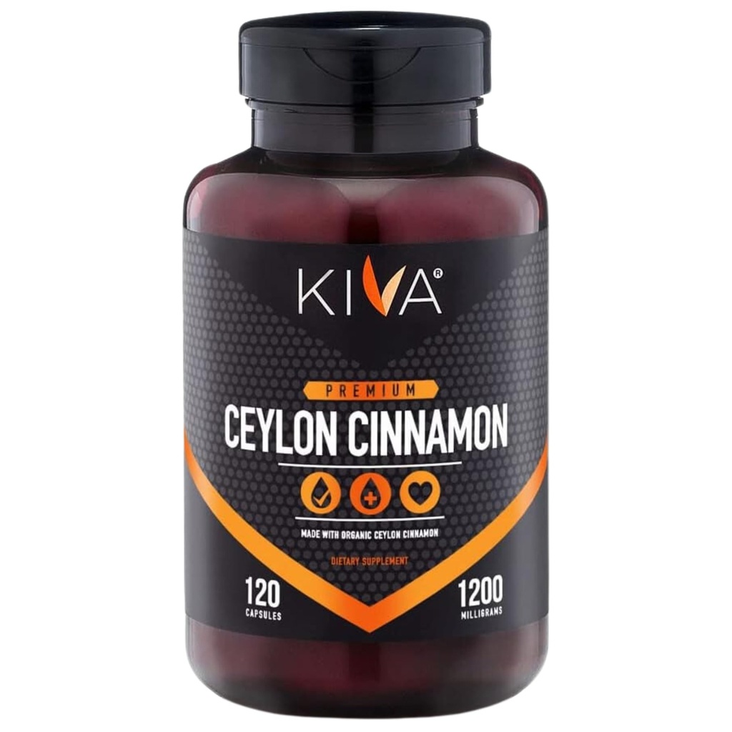 Kiva Premium Ceylon Cinnamon אבקת קפסולות (120 Veggie קפסולות), Pure Ceylon Cinnamon מסרי לנקה, טבעוני, non-GMO, Gluten-Free