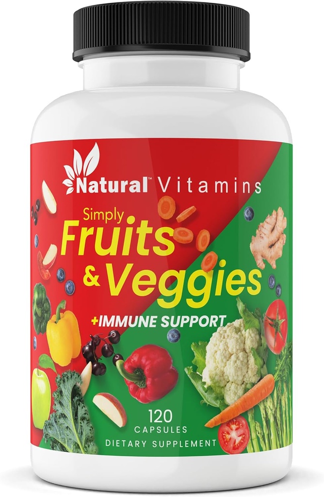 פירות & Veggies תוספי קפסולות - High-Potency Daily Val - ארוז עם ויטמינים חיוניים, נוגדי חמצון ומינרלים - תמיכה תזונה ואופטימית בריאות (אדום & ירוק)