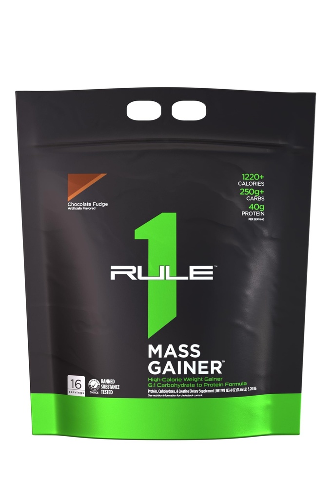כלל 1 חלבונים Mass Gainer - High-Calorie Weight להשיג פורמולה עם 1,220+ קלוריות, 250g+ Complex carb בלנדר, 40g All-Whey חלבון Per המשרתת 16 משרתים, שוקולד Fudge)
