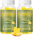 מגנזיום Glycinate Gummies 500 מ"ג, תוספת מגנזיום Chewable עם ויטמין D3, B6, CoQ10, להרגעה, Sleep & Mood תמיכה, Calm Magnesium Gummy - 60 חניכיים Pineapplemies (2 Pack)