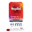 Megared אומגה 3 Fish & קריל שמן תוספת 900 מ"ג - Mega Red Advanced 4in1, 60 רכות, 2x More אומגה 3, Heart, Joint, Brain and Eye Supplement, Red, 60 Count