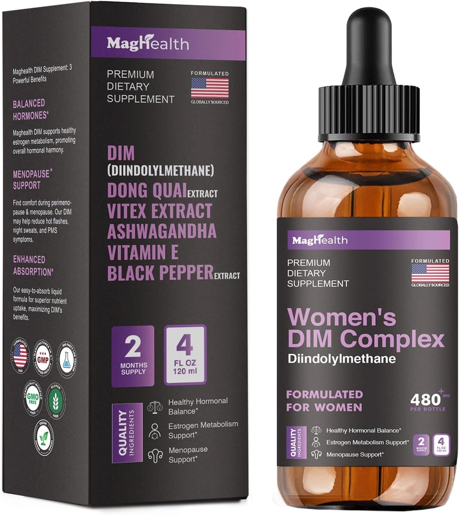 תוסף DIM | עם Ashwagandha, Dong Quai, Vitex Extracts, 200 מ"ג Diindolylmethane - מאזן הורמונים, תוספי Menopause - PMS & Antioxidant Support - נשים וגברים | 60 יום אספקת אספקה
