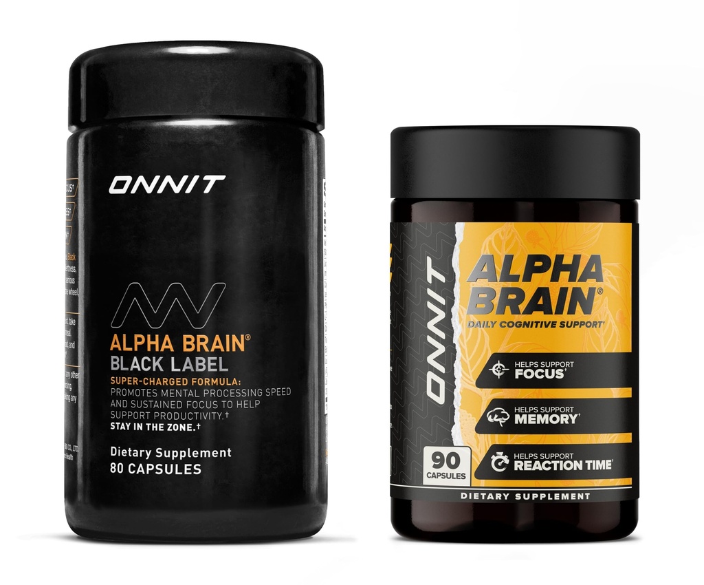 OnNIT Premium Alpha Brain Bundle - Nootropic Brain Supplement (90 Ct) + Black Label Citicoline Mental Speed, Attention & Cognitive Support תוסף (80 Ct) - מקדם מיקוד, ריכוז וזיכרון