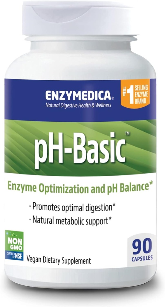 Enzymedica, pH-Basic, כולל Enzyive Enmes, Foodsents & Herbs, תומך בריאות העיכול ו- pH, 90 Count - FFP