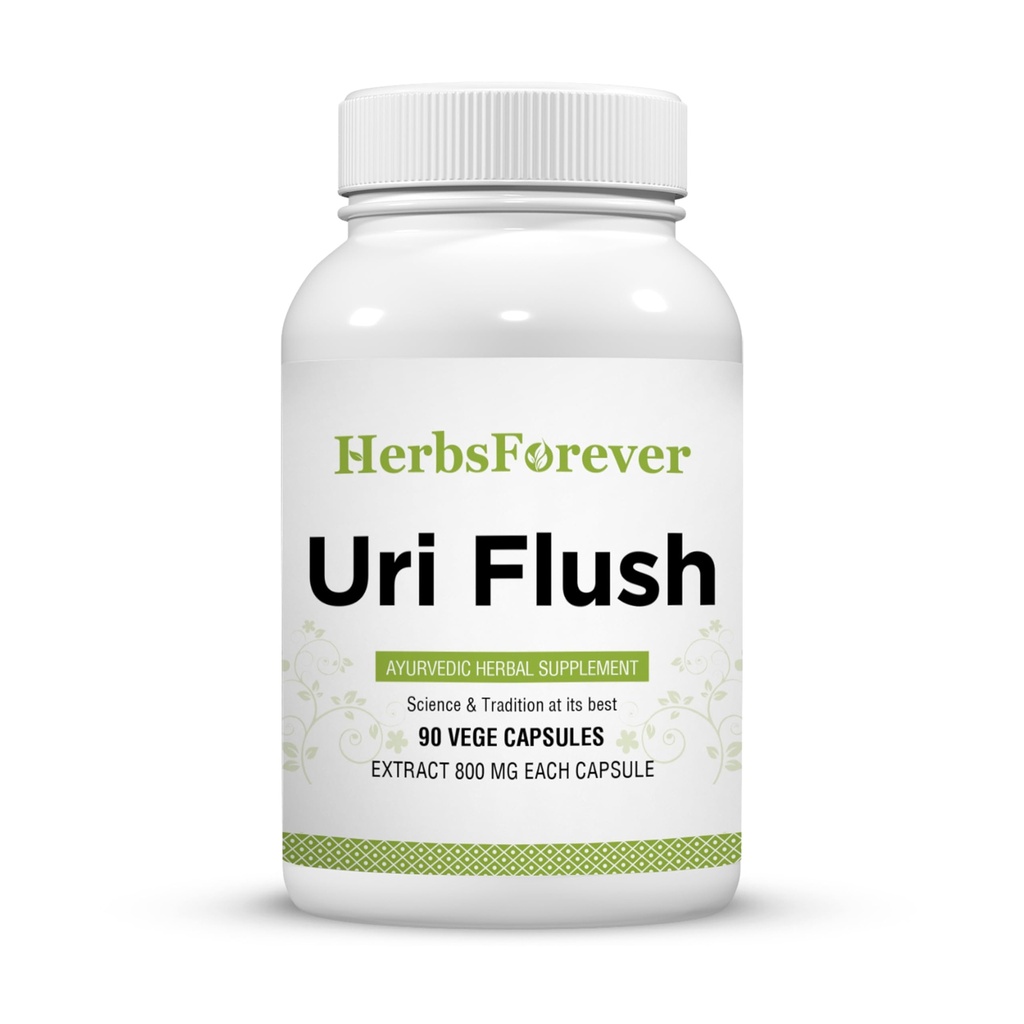 Herbsforever Uri-Flush Capsules Ayurvedic Herbal Supplement Support Healthy Kidney Function and Urinary Tract Function 90 Vege Capsules 800 Mg Each
