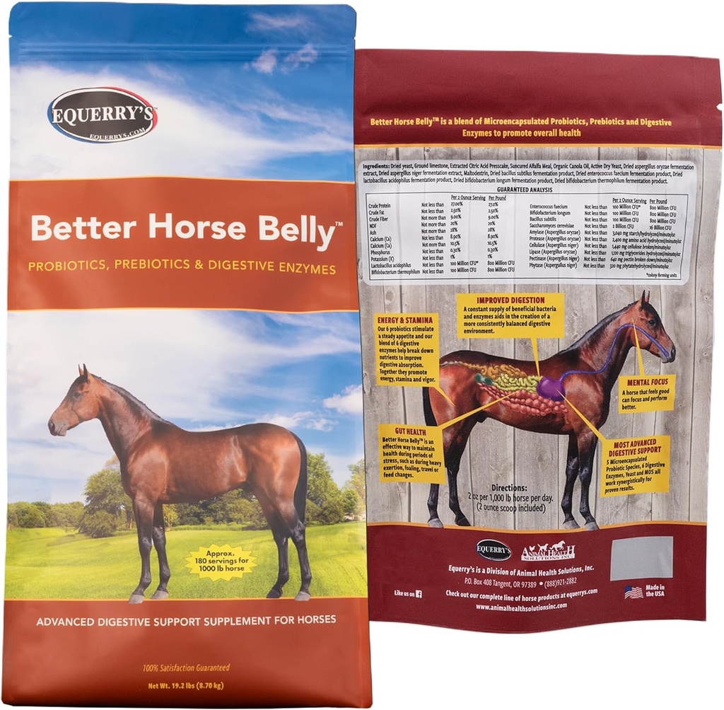 EQUERRY'S Better Horse Belly - תוספת לתמיכה ב- Gut | Probiotics with Prebiotics and Digestive Enzymes