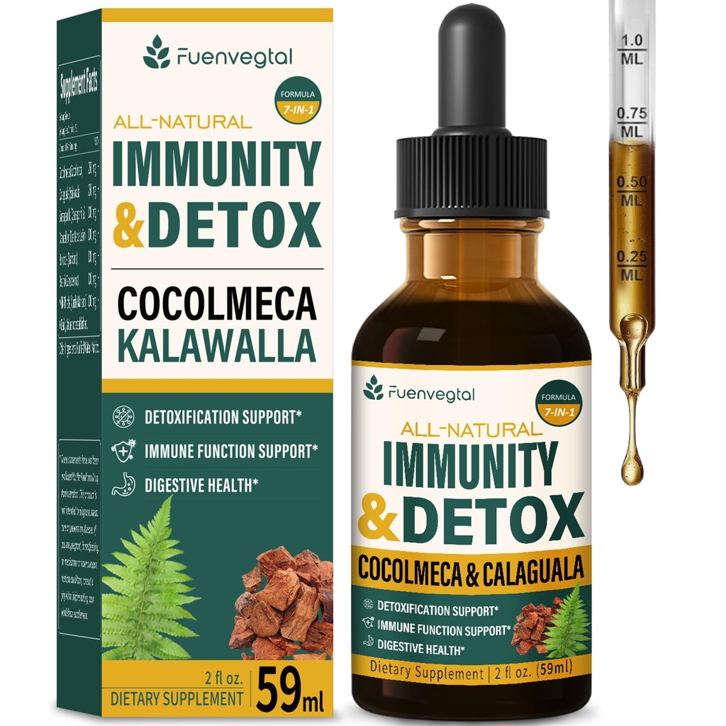 Cocolmeca Bark Immunity & Detox Drop, Herbal Extract with Polypodium Leucotomos Sarsaparilla חלב תוספת תמיכה Detoxification, Immune System, Digestive Health.