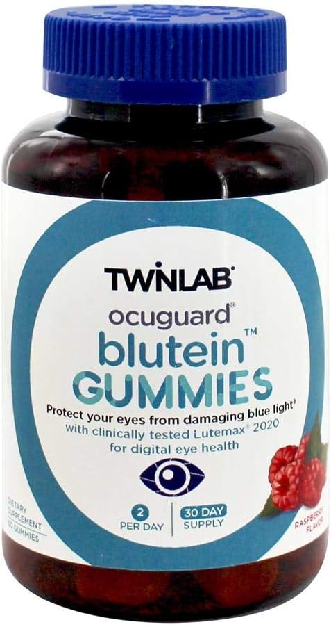 Twinlab Lutein Ocuguard Blutein Adult Gummies | 60 Count | מכיל Zeaxanthin & Lutein עבור אור כחול Proteciton