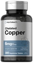 Horbäach Chelated Copper תוסף 6mg | 300 טבליות | Essential Trace מינרלים | Vegetarian, non-GMO, Gluten Free