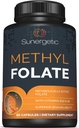 Sunergetic Premium Methyl Folate תוסף - עם methylated ויטמין B12 ו- ויטמין B6 - metabolly Active Folate כמו Magnafolate - Methylfolate 400 mcg עבור קפסולה - 60 קפסולות