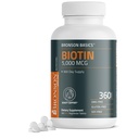 ברוונסון ביוטין 5,000 MCG תומך שיער בריא, Skin & Nails & Energy הפקה - תמיכה ביופי בפוטנטיות גבוהה - Non-GMO, 360 טבליות צמחוניות