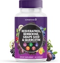 Resveratrol Berberine Grape Seed לחלץ Quercetin - תוספת פוליפנול עם Noni Extract, N-Acetyl Cysteine, Acai Extract - מיוצר בארה"ב - 60 קפסולות