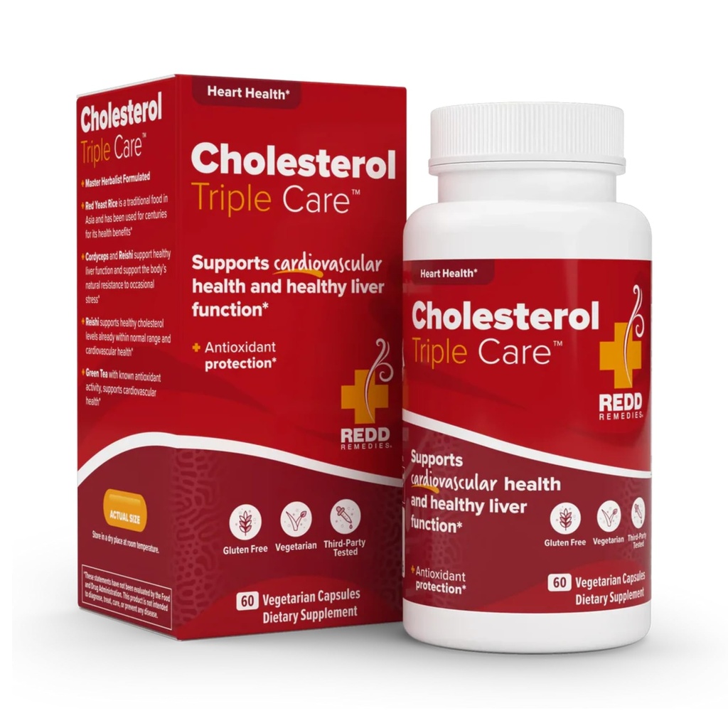 Redd Remedies, Cholesterol Triple Care, תומך רמות כולסטרול בריאות ותפקוד Liver, 60 קפסולות צמחוניות