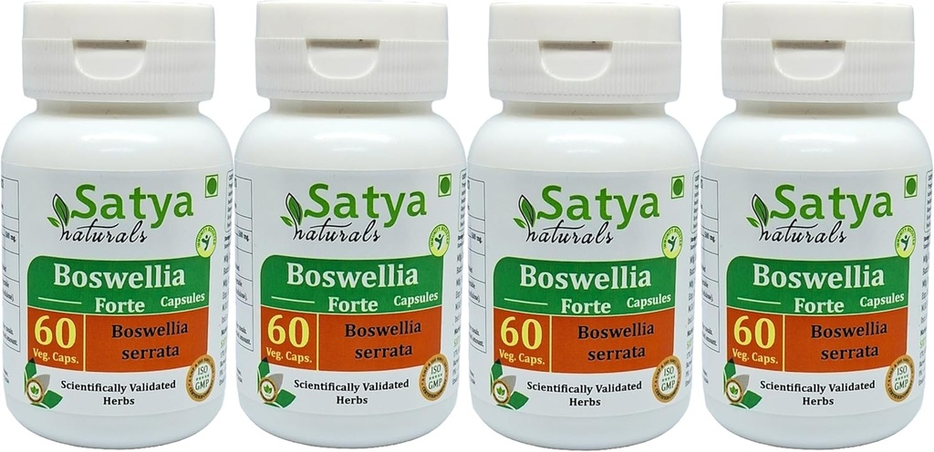 Boswellia Forte קפסולות 500 מ"ג. 60 Veg. קפסולה | Boswellia (Boswellia Serrata) לחלץ קפסולות לגברים ונשים | Ayurvedic Herbal / Remedies | 10:1 Forte (4 בקבוקים של 60 קפסולות)