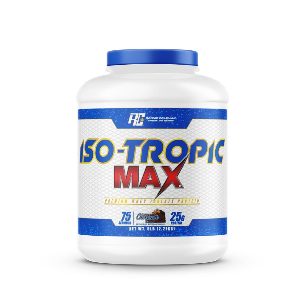 רוני קולמן 5lbs שוקולד Whey Isolate אבקת חלבון; 25g חלבון עם 75 משרתים | עוגת שוקולד גרמנית טרום עבודה אבק עבור גברים ונשים, תוספת סוכר נמוכה עבור Lean שרירים תמיכה