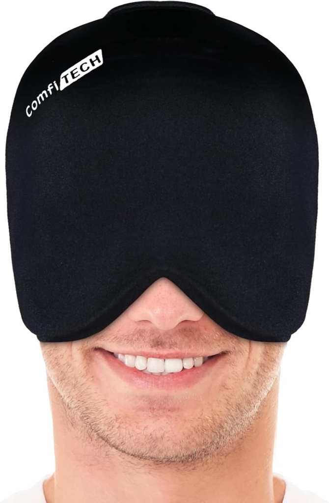 Comfitech Head Ice Pack Wrap Cold Cap Cooling Gel Hat, גדול שחור
