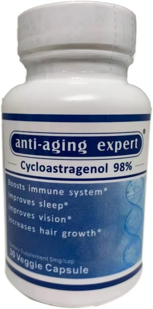 Cycloastragenol 98% Micronized Telomere תוספי 5 מ"ג, 30 קפסולות צמחוניות, 1 בקבוק