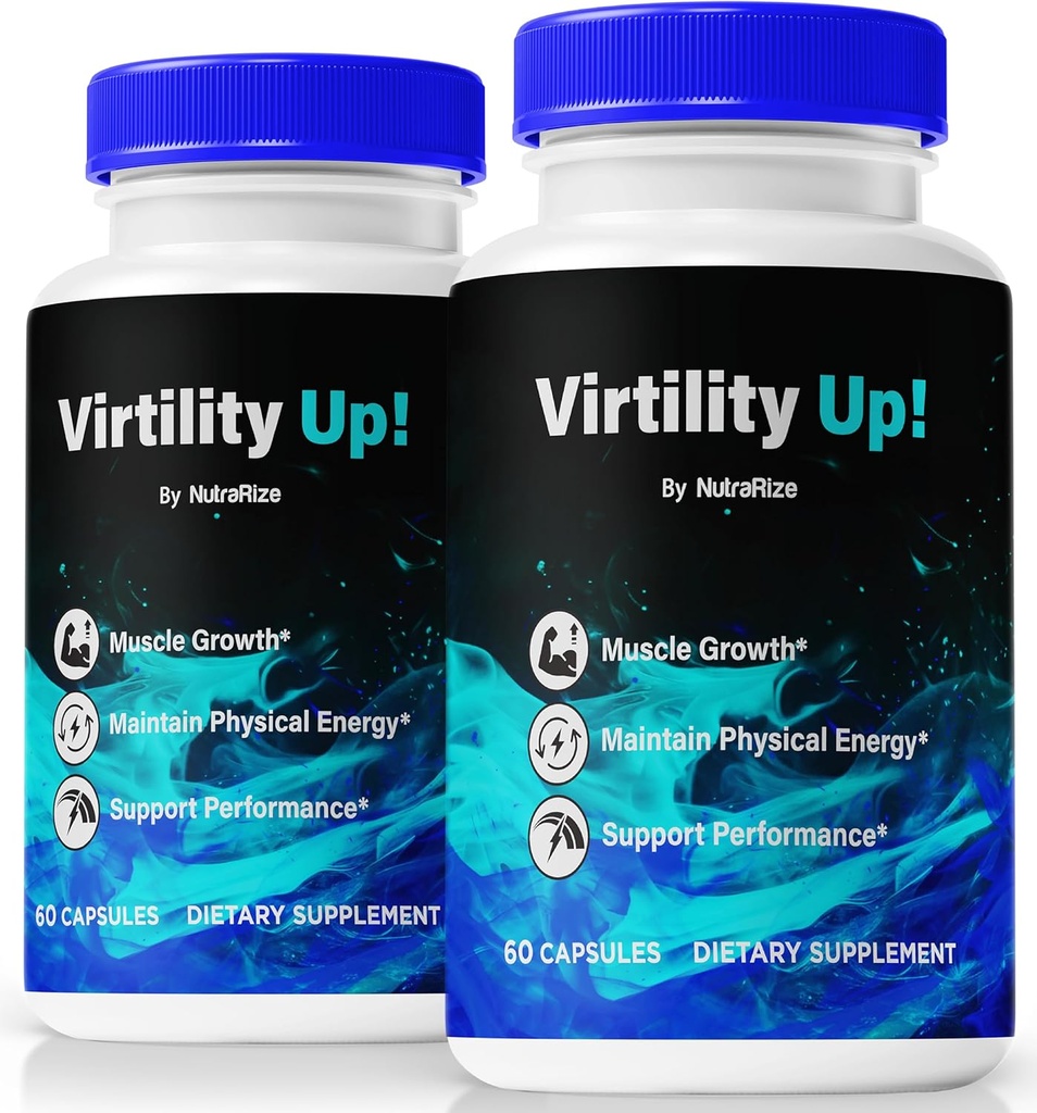 (2 Pack) Virtility Up Pills, רשמי VirtilityUp לגברים, תומך אנרגיה, Stamina ו- Performance, All Natural Support for Total Well-Being, Male כמוסות Review, Premium (120 קפסולות)