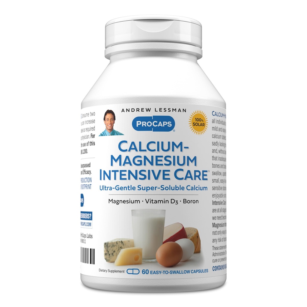 AndREW LESSMAN Calcium Magnesium Intensive Care 60 קפסולות - עצם ו Skeleton Health Essentials. Easy to Swallow כמוסות, Super Soluble Fine אבקת. עקבו אחרי The Most Sensitive Stomachs