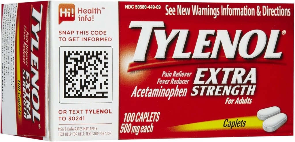 Tylenol תוספת כוח כאב Reliever & Fever מפחית Caplets 100 הרוזן