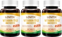Lovita ויטמין B12 1000 mcg (B12 ויטמינים כמו Cyanocobalamin), Timed לשחרר B12, טבעוני-ידידותי, תומך במערכת Nervous, 60 טבליות Vegetarian (2 חודשים אספקה) (Pack of 3)