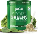 Juce SG7 Sport Greens אבקת תוסף: אורגני צמחי מבוסס חלבון | אבקת מיץ ירוק | פרוביוטיקה | Mushrooms | מעורבים ברי פלאמור | 30 משרתים | מאת Terra Kai Organics