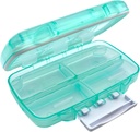 EZY DOSE Moisture-Proof Pill Case, Medicine Planner, ויטמין מארגנת Box, Travel-Friendly, Latch-Closure to Secure Contents, 7 יחידות השוואתיות עם חותם חזק, בינוני, ירוק