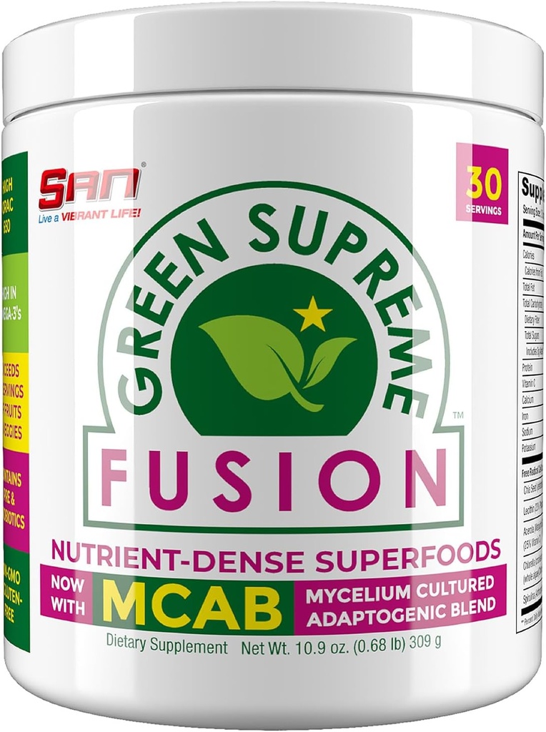 בסביבה הקרובה של Nutrition's Green Fusion Band Antioxidant: Super Greens Smoothie Mix with Spirulina, Chlorella, Fitogenic Mushrooms, 30 משרתים