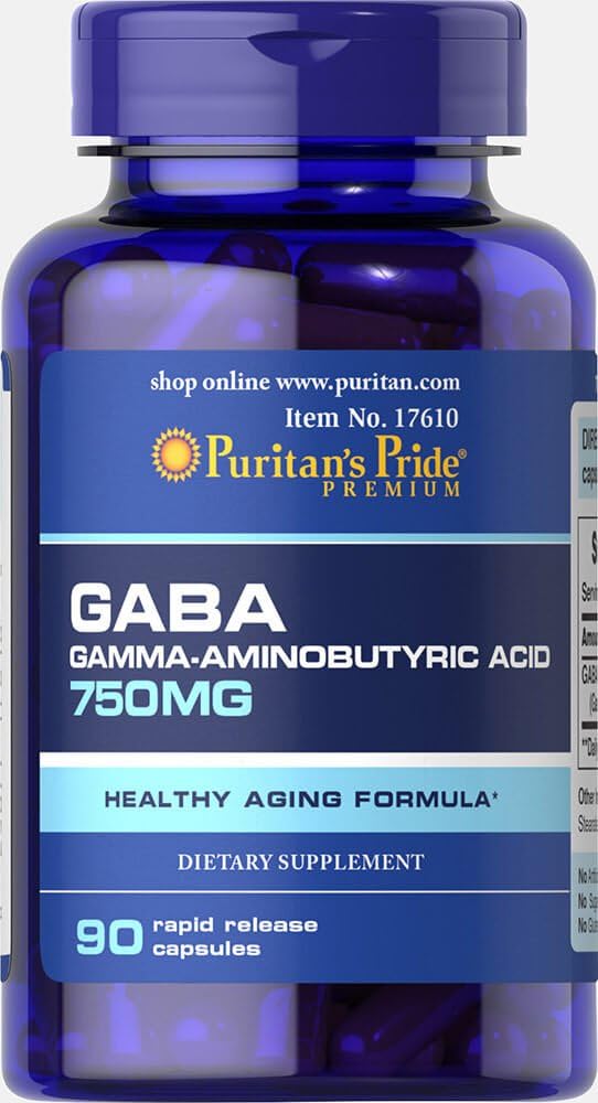 Puritans Pride Gaa Gamma Aminobutyric Acid 750 מגה קפסולות, 90 Count