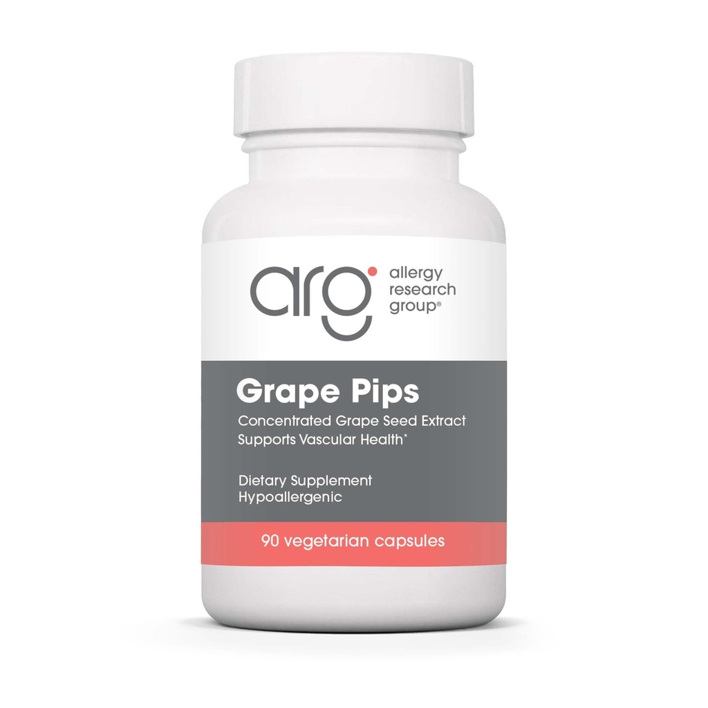Allergy Research Group Grape Pips - Grape Seed Extract, Proanthocyanidins, Polyphenols, Herbal תוסף, אורגני, 300 מ"ג קפסולות - 90 Count Count