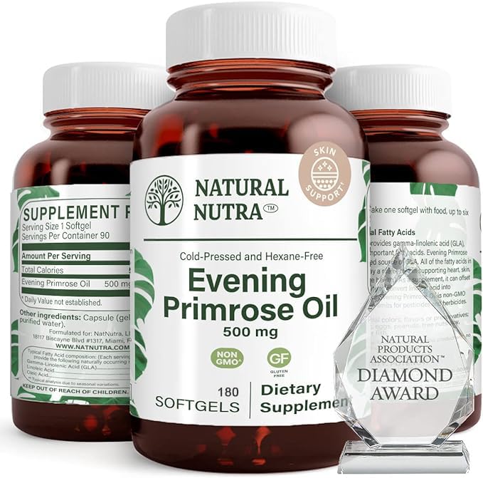 שמן Nutra טבעי פרירוז שמן תוספת של שומן Acid, עוזר overcome הגוף כאב, בריאות עצבית, קידום לבה בריאות & עור קלרנסנס, עוזר להפחית את חוסר נוחות, 500 מ"ג, 180 Softgel