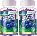 Creatine Monohydrate Gummies Complex for Men & Women - מתקדם פורמולה W / L-Taurine + ויטמין B12, סוכר חינם צ'יפות, 180 חניכיים Blueberry 2pack
