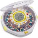 LiveFine Bluetooth Automatic Pill Dispenser, 28-Day Capacity, Sound & Light Alerts, Key Lock, LCD & Easy Setup on the LiveFine App for Prescriptions, תרופות, ויטמינים ותוספים - Clear Lid