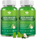 Soursop Graviola Gummies with Sea Moss Extract - Antioxidant, Cell Support & Regeneration, Immune Support, Soursop Gummy with Sea Moss, ויטמין C & Zinc, Apple Flavor - 60 מסטיקים (2 Pack)