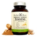 Herbal Roots Panax גינזנג | אורגני גינזנג שורש אבקה | 1000 מ"ג | High Genesenosides for Energy & Performance | 60 קפסולות טבעוניות