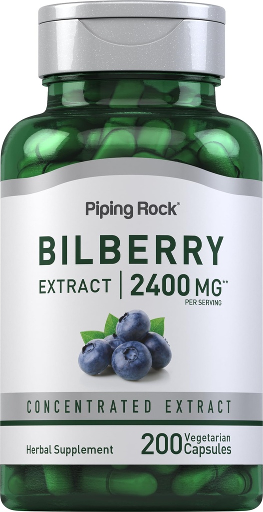Piping Rock Bilberry לחלץ קפסולות 2400 מ"ג | 200 Pills | Herbal Extractable