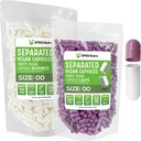 XPRS Nutra Vegan Size 00 בנפרד קפסולות - 1000 Count Premium ריקה קפסולות נפרדות ב Bags - 00 Pills ריקה עבור תוסף DIY (Lavender / לבן)