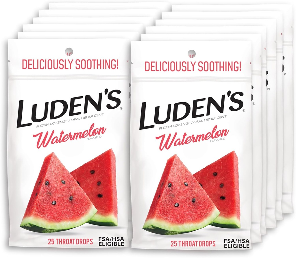 Ludens Watermelon גרון טיפות, Sore גרון הקלה, 25 Count (Pack of 12)
